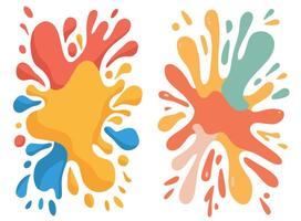 Color paint splash abstract background set. vector