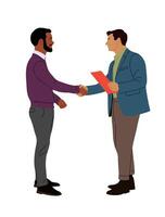 Two Business men greeting with handshake isolated. vector