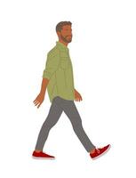 Man walking side view illustration isolated vector