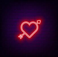 Neon sign. Valentine's Day. A holiday for all lovers. Brilliant text. Design element on a dark background for your postcard or banner. vector