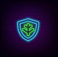 Shielding protects and Safe concept. Privacy in cybersecurity. Data Protection. Antivirus. illustration. neon style. vector