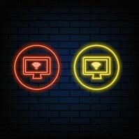 Wi Fi symbol, wireless network high-tech digital innovation concept, free internet zone and hotspot, futuristic technology with neon orange glow vector