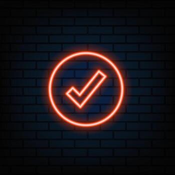 Check the brand icon with plexus effect. Lines connected with dots. style neon. orange. vector