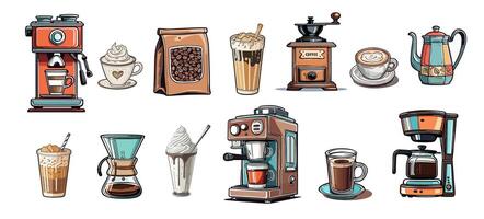 Coffee elements set isolated on white. vector