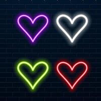 Glowing neon heart with vibrant pink and blue lights in the background. vector