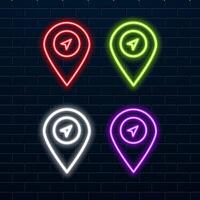 Map pointer, neon green icon, illustration vector
