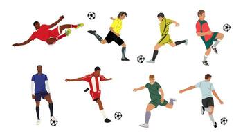 Set of Soccer football players isolated. vector