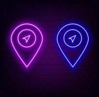 Point. Maps pin in neon light effect. Location. illustration design vector