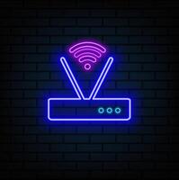 Turquoise router and Wi-Fi signal symbol line icon isolated on blue background. Wireless Ethernet Modem Router. Internet of computing. vector