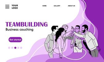 Teambuilding business couching concept web page. vector