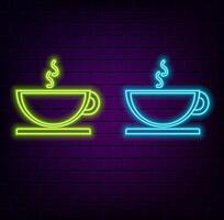 Glowing neon effect tea icon. Sketch Symbols Collection vector