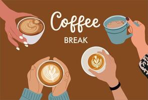 Coffee break art with text isolated. vector