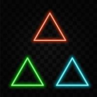 Bright neon triangle frame, light geometric shapes. 3d rendering vector