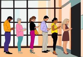 Diverse Business people waiting for job interview. vector