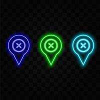 Pointer Map Icon. GPS location symbol. neon style. vector