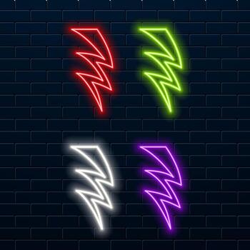 Neon frame. Set of neon rays of different colors. Glowing laser lines on a dark background. Neon sign. vector