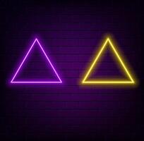 Shiny edges isolated on black background. Gradient Neon Triangle Frames vector