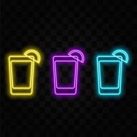 Cocktail neon icon. Bright illustration icon for mobile, web and menu design. Drink concept. vector