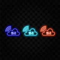 Blue neon waves symbol free Wi-Fi vector