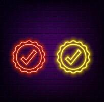 Verified sign icon. Navigation elements in neon style icons. Simple icon for websites, web design, mobile app. vector