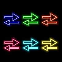 Neon arrow icon. Glowing neon swipe up sign, outline arrow pointer silhouette vector
