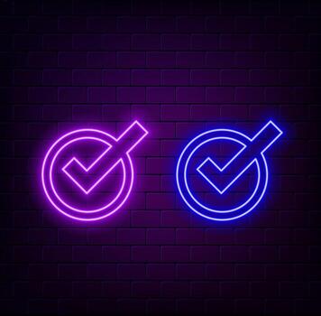 Digital check mark icon hologram on future tech background. Productivity and rating evolution. Futuristic checkmark icon in world of technological progress and innovation. CGI 3D render vector