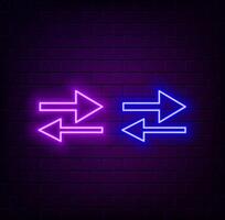 Neon icons. Ui arrow. Set of red, blue, yellow neon icon. style neon. vector