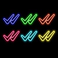 Glowing neon line Check mark in circle icon isolated on black background. Choice button sign. Checkmark symbol. Colorful outline concept. vector