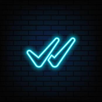 cheque marca neón icono para sitio web, móvil solicitud y modelo ui material. ilustración vector