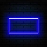 Neon sign on a brick wall. Glowing blue rectangle. Abstract background, spectrum vibrant colors. 3d render illustration. vector
