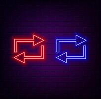 Neon Right Arrows colorful icons set. Realistic glowing pointers on transparent background. Location indicator for casino, bar, cinema, night club and motel, isolated symbols pack vector