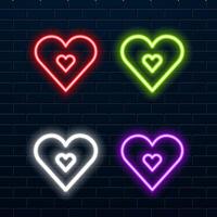 Neon heart illustration. red color. vector