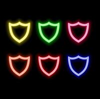 Shield color gradient logo template. style neon. blue color. vector