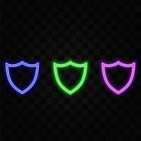 Security shield cyber security technology in purple tone. style neon. vector