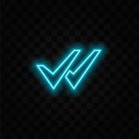 Check Mark Approval Star Flat Glyph And Outline. style neon. blue color. vector