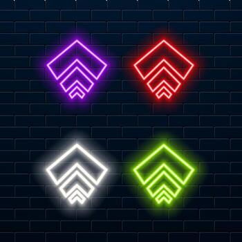 flecha neón icono sencillo Delgado línea contorno de flecha íconos para ui y ux sitio web o móvil solicitud en ladrillo pared antecedentes vector