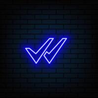Check Mark Button Front Side With White Background. style neon. vector