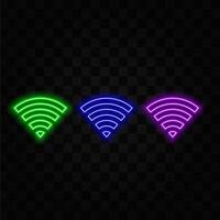 Free wi-fi neon sign. Wi-fi access sign in blue rectangle. Night bright advertisement vector