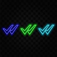 Green Check Mark Symbol Icon 3d Render Illustration. style neon. vector