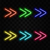 Red neon light pointing a direction on black wall vector
