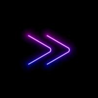 Neon blue arrow pointing to the right on a black background vector
