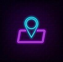 Point. Maps pin in neon light effect. Location. illustration design. vector
