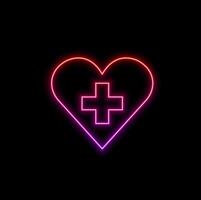 Add heart neon icon. Elements of the social media network set. Simple icon for websites, web design, mobile app, information graphics isolated on brick wall vector