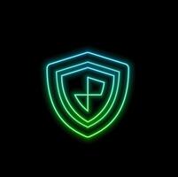Glowing neon line Police badge icon isolated on black background. Sheriff's badge sign. Shield with star symbol. Colorful outline concept. vector