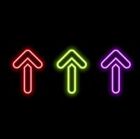Neon icons. UI arrow. Red, Blue and Yellow Neon Icon Set vector