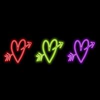 Light neon heart shape on a brick wall vector