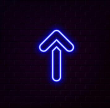 Glowing neon arrow pointer isolated. Realistic glowing neon arrow. Social Media Button vector
