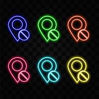 Maps pin in neon light effect. Location. illustration design vector