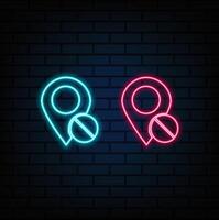 Blue glowing neon line map pin icon on black background. Navigation, Pointer, Location, Map, GPS, Direction, Place, Compass, Contact vector