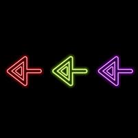 3d rendering left arrow, bright red neon. Pop art motion animation vector